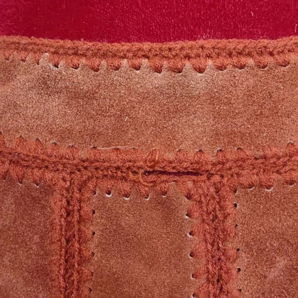 Suede Leather Patchwork Skirt Midi
